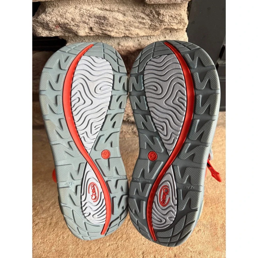Chaco Z Cloud Sandals Womens 7 Orange Gray Strap Hiking Shoes Outdoor Granola - Picture 10 of 10